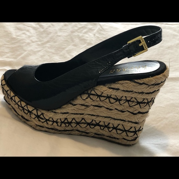 NWOTS RALPH LAUREN PATENT ESPADRILLE PEEP TOE WEDGE (8) - Picture 6 of 15